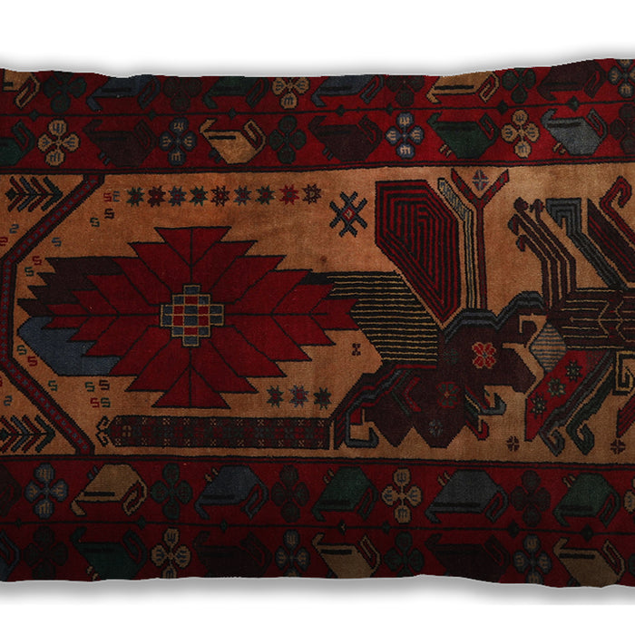Traditional Classic Rectangular Red Brown Lumbar Throw Pillow, 13 inch by 19 inch, lbtr2409