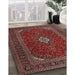 Traditional Dark Almond Brown Medallion Rug in Family Room, tr2410