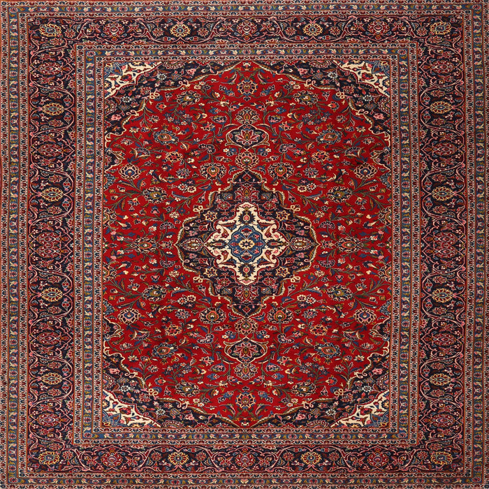 Square Traditional Dark Almond Brown Medallion Rug, tr2410