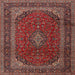 Round Machine Washable Traditional Saffron Red Rug, wshtr2411