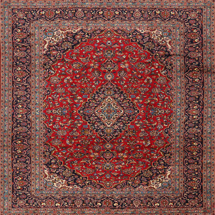 Square Traditional Saffron Red Medallion Rug, tr2411