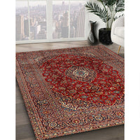 Traditional Orange Salmon Pink Medallion Rug, tr2416