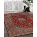 Traditional Orange Salmon Pink Medallion Rug in Family Room, tr2416