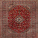 Square Traditional Orange Salmon Pink Medallion Rug, tr2416