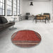 Round Traditional Orange Salmon Pink Persian Rug in a Office, tr2418