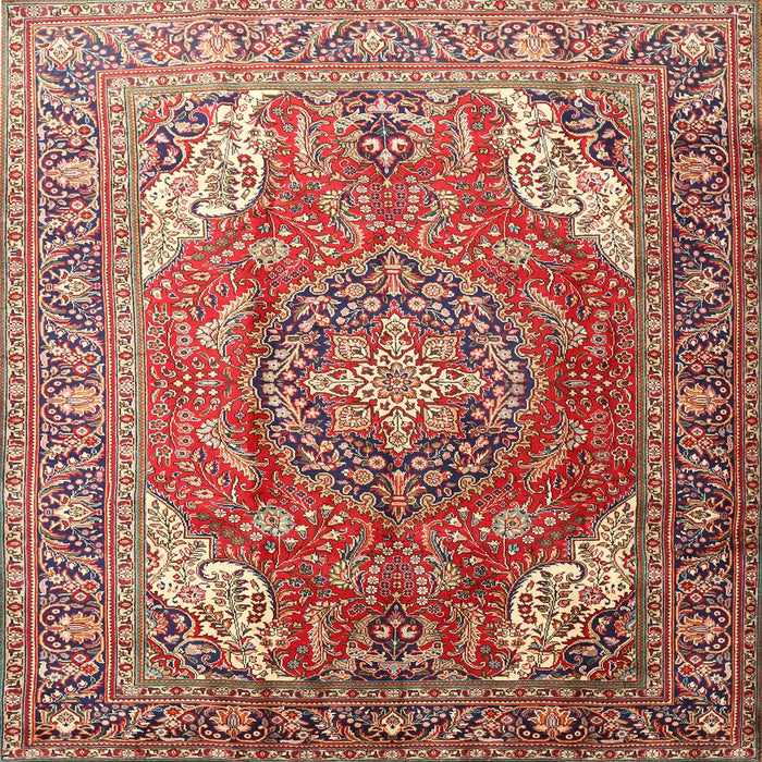 Square Traditional Fire Brick Red Persian Rug, tr241