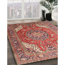 Machine Washable Traditional Fire Brick Red Rug in a Family Room, wshtr241