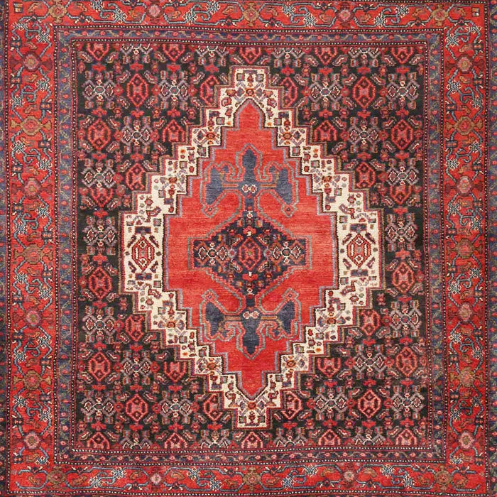 Round Machine Washable Traditional Copper Red Pink Rug, wshtr2421