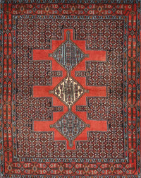 Machine Washable Traditional Saffron Red Rug, wshtr2423