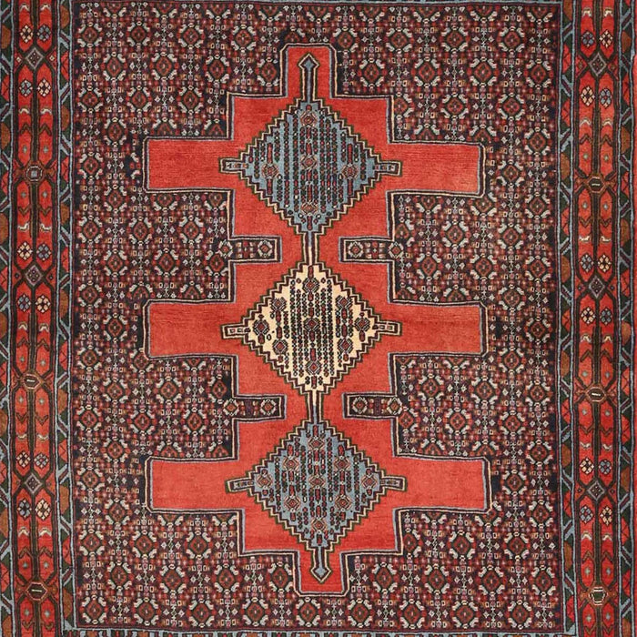 Machine Washable Traditional Saffron Red Rug, wshtr2423