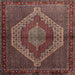 Round Machine Washable Traditional Dark Almond Brown Rug, wshtr2424