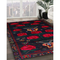 Traditional Gunmetal Green Animal Rug, tr2426