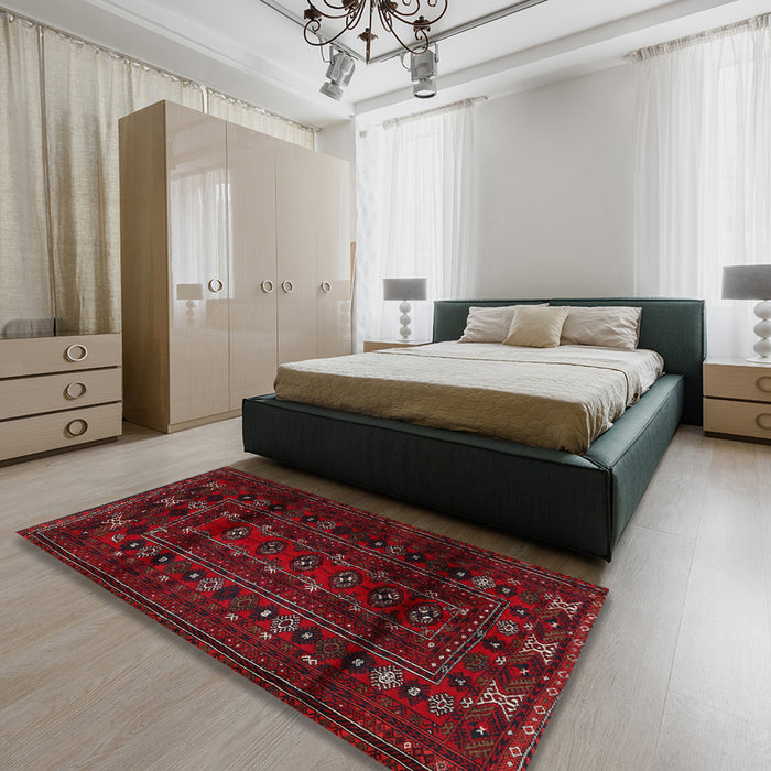 Traditional Bakers Brown Persian Rug in a Bedroom, tr2427