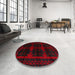Round Traditional Red Persian Rug in a Office, tr2428