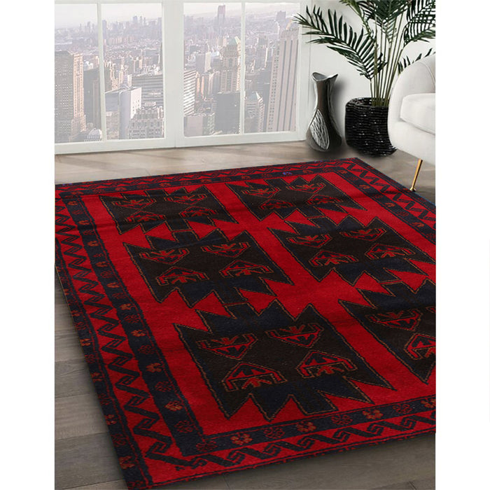 Traditional Red Persian Rug in Family Room, tr2428