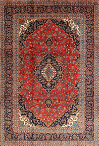 Machine Washable Traditional Saffron Red Rug, wshtr242