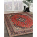 Traditional Saffron Red Medallion Rug in Family Room, tr242