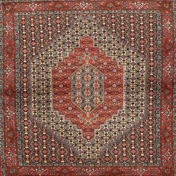 Round Machine Washable Traditional Saffron Red Rug, wshtr2431