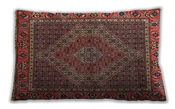 Traditional Classic Rectangular Saffron Red Lumbar Throw Pillow, 13 inch by 19 inch, lbtr2433