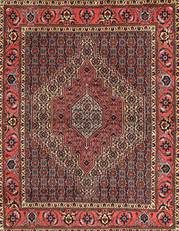 Machine Washable Traditional Saffron Red Rug, wshtr2433