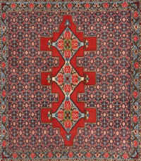 Machine Washable Traditional Saffron Red Rug, wshtr2434