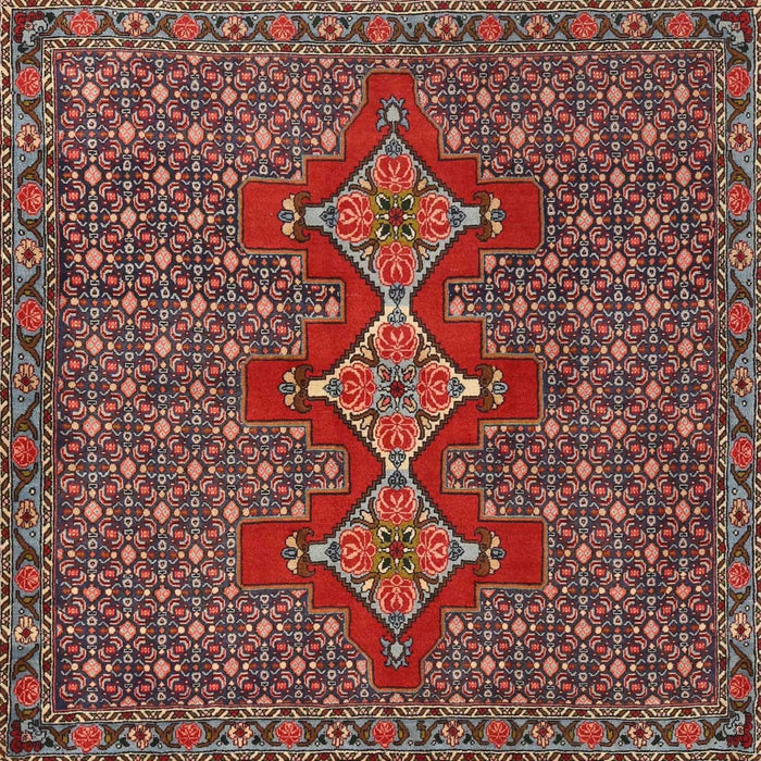 Round Machine Washable Traditional Saffron Red Rug, wshtr2434