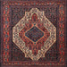 Square Traditional Dark Gold Brown Medallion Rug, tr2436