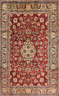 Machine Washable Traditional Saffron Red Rug, wshtr243