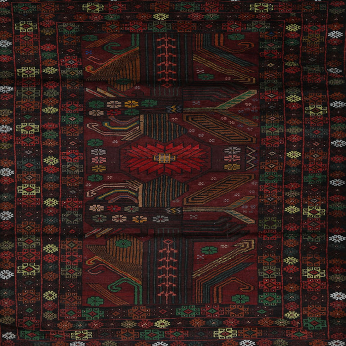 Round Machine Washable Traditional Night Red Rug, wshtr2440