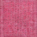 Round Machine Washable Traditional Dark Hot Pink Rug, wshtr2441