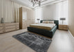 Traditional Charcoal Black Persian Rug in a Bedroom, tr2444