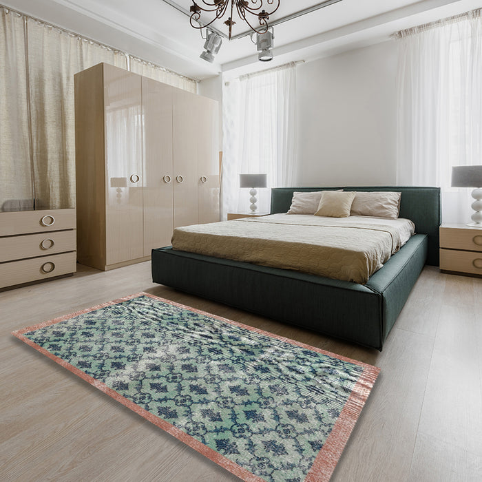 Traditional Dark Gray Persian Rug in a Bedroom, tr2447