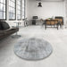 Round Machine Washable Traditional Gainsboro Gray Rug in a Office, wshtr2449