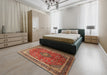 Machine Washable Traditional Tomato Red Rug in a Bedroom, wshtr244