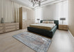 Traditional Gray Persian Rug in a Bedroom, tr2451