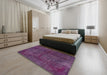 Machine Washable Traditional Plum Velvet Purple Rug in a Bedroom, wshtr2454