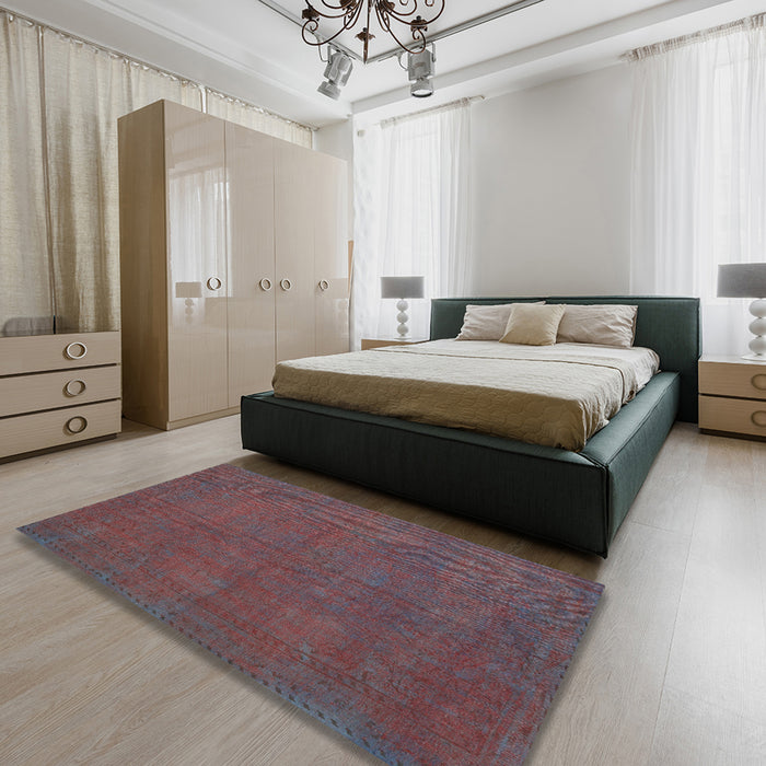 Traditional Chestnut Brown Persian Rug in a Bedroom, tr2458