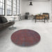 Round Traditional Chestnut Brown Persian Rug in a Office, tr2458