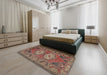 Traditional Orange Salmon Pink Persian Rug in a Bedroom, tr2459