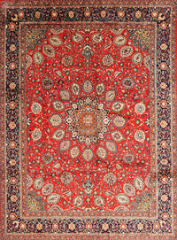 Machine Washable Traditional Tomato Red Rug, wshtr245