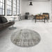 Round Machine Washable Traditional Granite Gray Rug in a Office, wshtr2463