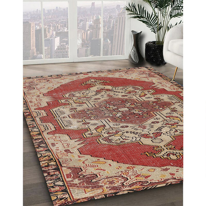 Traditional Fire Brick Red Persian Rug in Family Room, tr2465