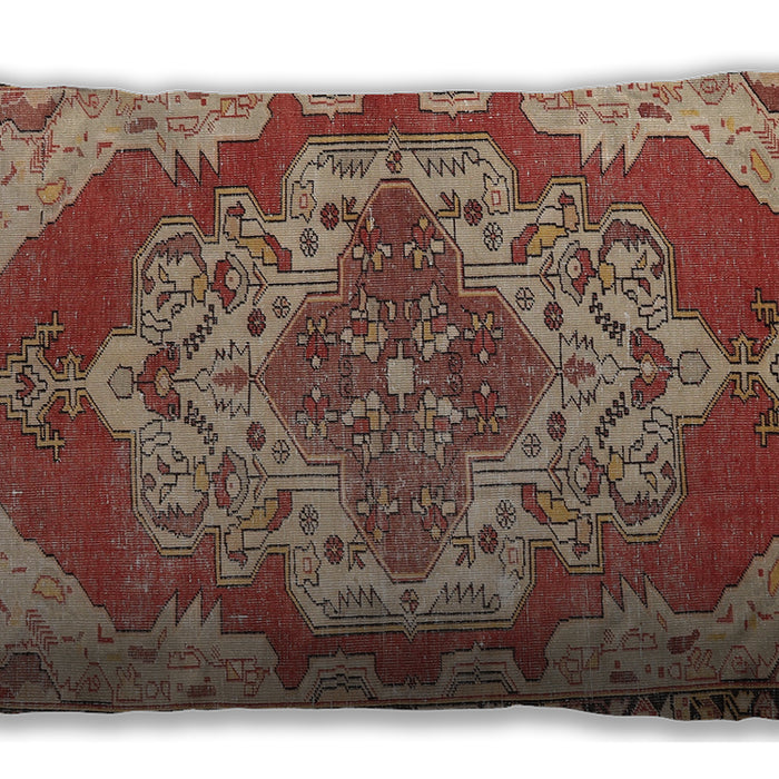 Traditional Classic Rectangular Fire Brick Red Lumbar Throw Pillow, 13 inch by 19 inch, lbtr2465