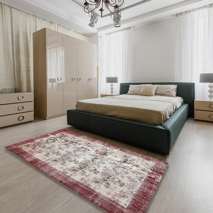 Machine Washable Traditional Chestnut Brown Rug in a Bedroom, wshtr2466