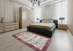 Traditional Chestnut Brown Persian Rug in a Bedroom, tr2466