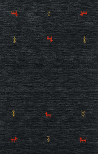 Machine Washable Traditional Black Rug, wshtr2468