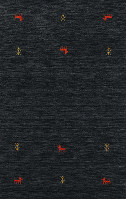 Machine Washable Traditional Black Rug, wshtr2468