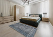 Traditional Dark Gray Persian Rug in a Bedroom, tr2469