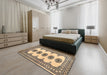 Machine Washable Traditional Sepia Brown Rug in a Bedroom, wshtr246