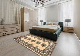 Traditional Reddish Brown Persian Rug in a Bedroom, tr246